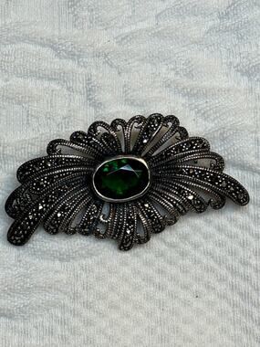 Marcasite .825 Silver Brooch Pin Highly Collectible